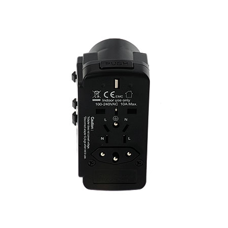 Adattatore da viaggio universale con messa a terra, lato posteriore