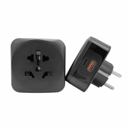 20W PD 万国转欧式接地插头 - 20W PD Type-A+Type C 万国转欧式3极接地插头