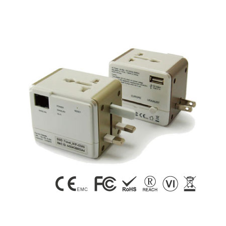 Roteador de Viagem Inteligente com Adaptador AC Universal e Carregador USB de 2.1A - Roteador Universal de Viagem - Frente