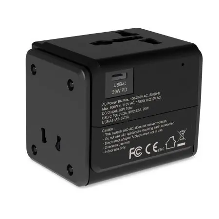 ADAPTADOR DE VIAJE PD DE 20W 
con puertos de carga USB-C*1 y USB-A*2