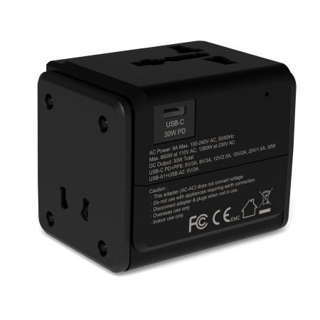 30W PD 여행 어댑터
USB-C*1 및 USB-A*2 충전 포트 포함 - USB-C 및 2개의 USB-A 포트가 있는 30W PD 유니버설 여행 어댑터