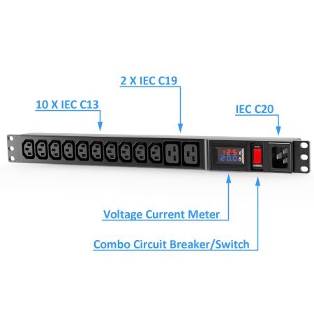 PDU Medido IEC C13/C19 Misto Certificado pela TUV