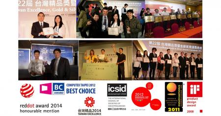 Prêmios da roddot, iF, Taiwan Excellence e CES Innovation...etc.