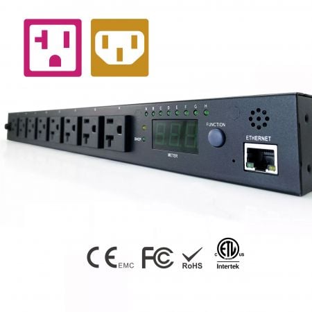 NEMA/IEC 8 孔远端机架式电源分配器 - 北美及欧盟认证机柜机架PDU