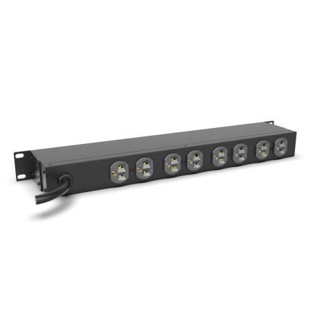 Lado frontal PDU horizontal, CB e LED