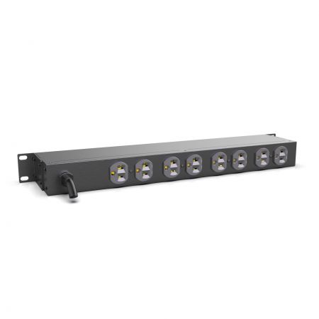 Front side, 2 x 5-20R outlets Horizontal PDU, CB and LED