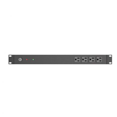 Front side, 4 x 5-15R outlets PDU for Rack, CB and LED of Rackmount PDU