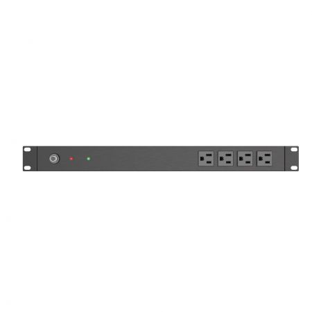 Sisi depan, 4 x 5-15R outlet PDU untuk Rak, CB dan LED dari Rackmount PDU