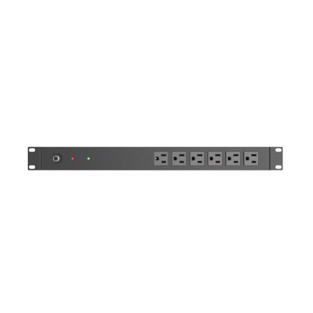 Front side, 6 x 5-15R outlets PDU for Server, CB and LED of Rackmount PDU