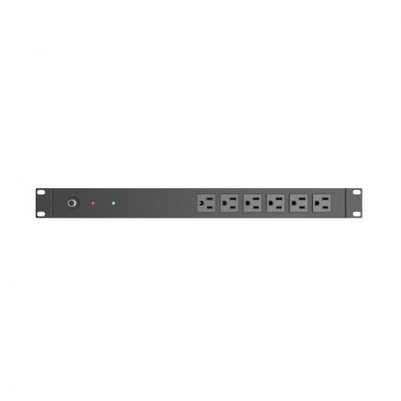 Vorderseite, 6 x 5-15R-Steckdosen PDU für Server, CB und LED des Rackmount-PDU