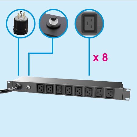 IEC C19 1Uメタル水平ラックマウントPDU - IT機器の電源