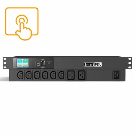 PDU ذكي مختلط IEC C13/C19 مع شاشة لمس LCD وإدارة طاقة عن بُعد