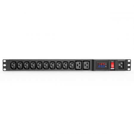Mixed IEC C13/C19 Metered PDU with Built-In Voltage Current Display - Metered PDU with C13 and C19 Mixed Sockets
