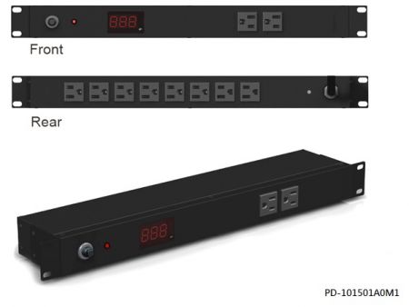 10 saídas com plugue 5-15P e medidor de Ampère