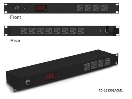5-15P 플러그 및 암페어 미터가 있는 12개의 콘센트