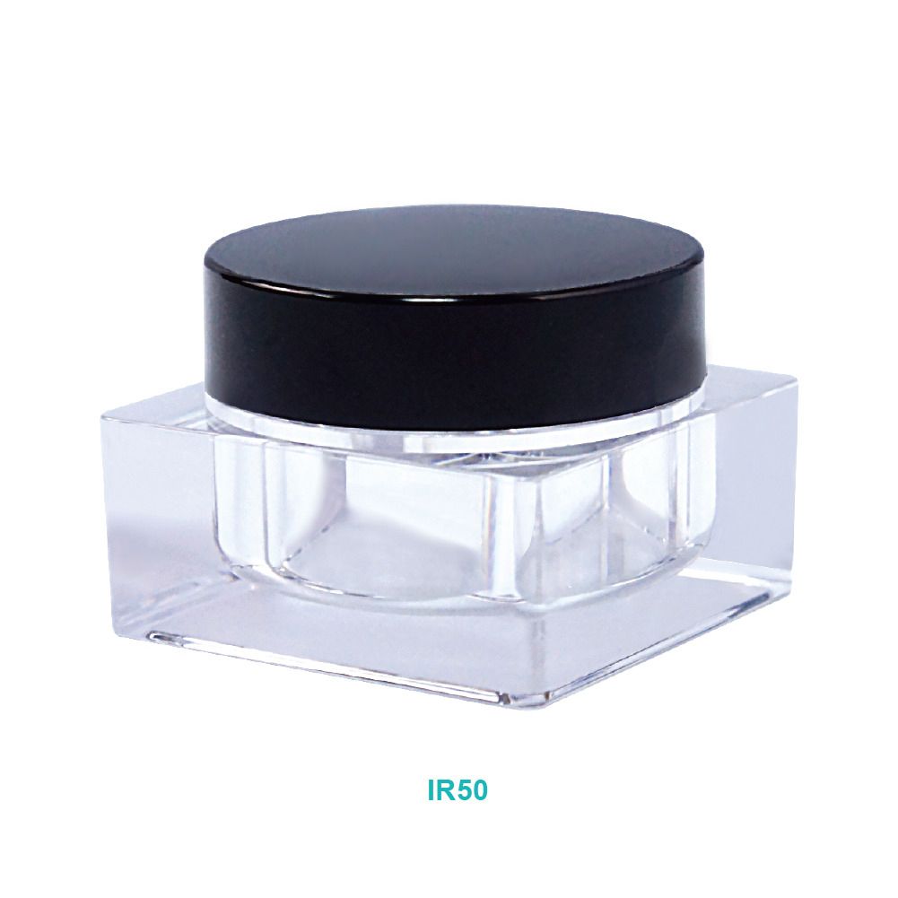 Tarro cosmética cristal transparente y tapa negra 50ml.