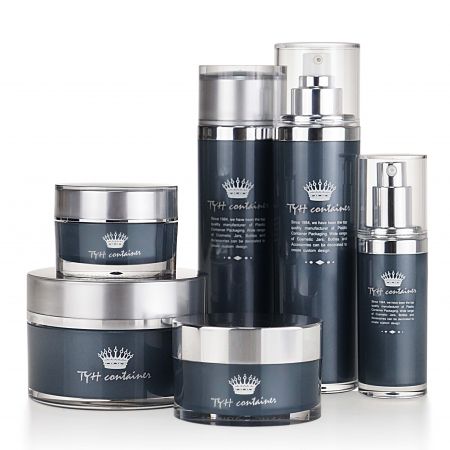 圓形壓克力化妝瓶與乳霜罐化妝套組 - 圓柱形乳液瓶與乳霜罐化妝套組