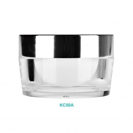 Jar Krim Bulat Acrylic 50ml dengan Penutup Aluminium