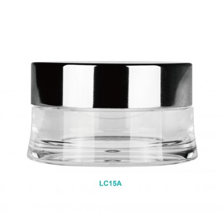 15ml Acrylic Round Curve Cream Jar w/ Aluminum Cap