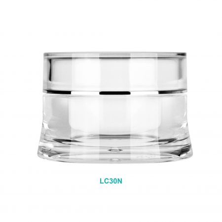 Pot rond en acrylique de 30 ml avec courbe / Capuchon droit - Pot rond en acrylique de 30 ml avec courbe / Capuchon droit