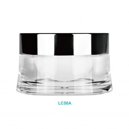 50ml Acrylic Round Curve Cream Jar w/ Aluminum Cap - 50ml Acrylic Round Curve Cream Jar w/ Aluminum Cap