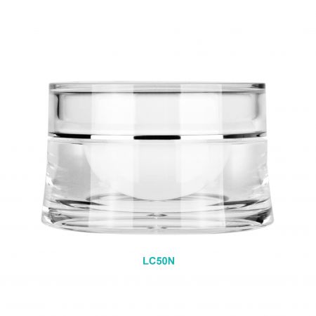 Jar Krim Acrylic Bulat 50ml dengan Tutup Lurus