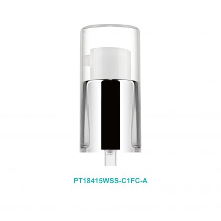 مضخة بدون هواء مع طوق وغطاء من الألمنيوم الفضي - مضخة فضية بدون هواء مع غطاء كبير شفاف