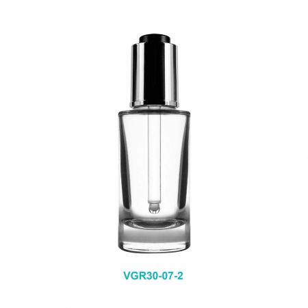 Botella de vidrio cilíndrica de 30 ml con hombro plano - Botella de vidrio cilíndrica de 30 ml con gotero