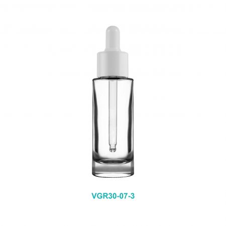 Botella de vidrio cilíndrica de 30 ml con hombro plano - Botella de vidrio con gotero blanco de 30 ml