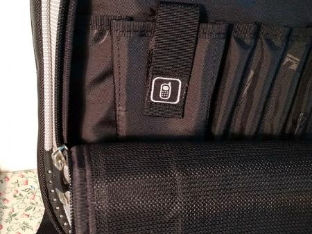 Front zipper pocket's phone pocket.