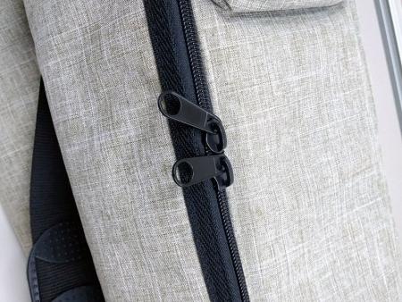 Main compartment's two zippers.