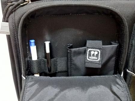 Front left pocket's pen and phone pockets.