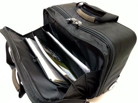 Middle compartment's document storage pockets.