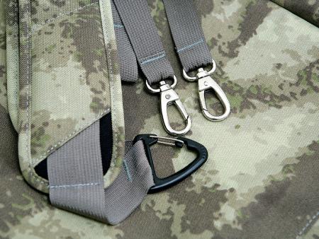 Removable back shoulder strap in use.