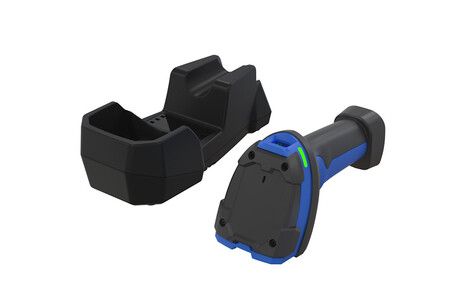 Handheld 1D/2D-Barcodescanner mit drahtloser Ladestation und 3350 mAh wiederaufladbarem Akku.