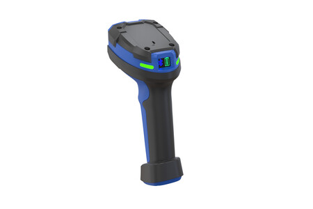 Bluetooth 5.0 handheld 2D scanner with dual power options and rugged design.