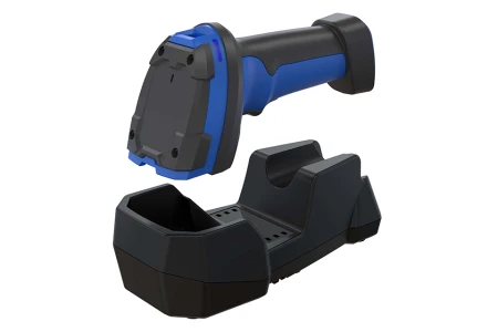 Durable industrial wireless barcode scanner with IP54 sealing and 1.8m drop resistance.