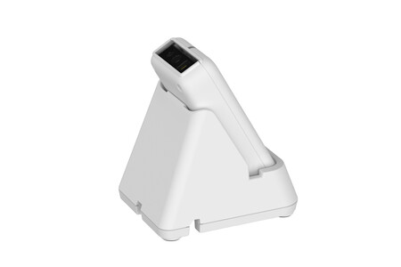 Lector de códigos de barras Bluetooth de alta velocidad con base de carga conveniente.