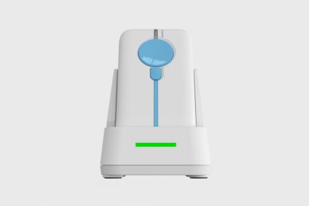 High-speed Bluetooth barcode reader with convenient charging cradle.
