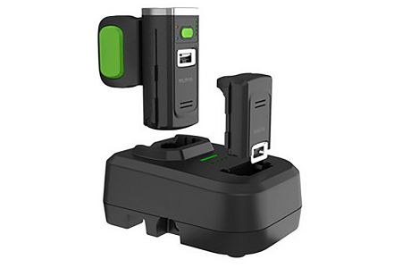 2-slot battery charger can be connected up to 5 optional stations to each other to create 10 charging bays by using only one power block.