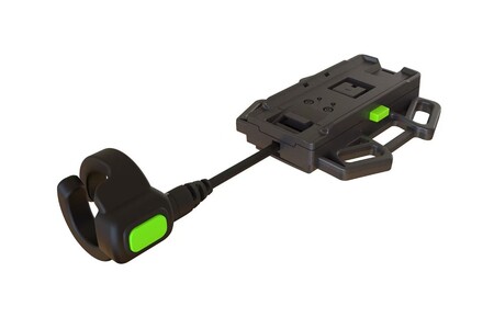 Adjustable glove with strap provides a secure and comfortable fit for wearable barcode scanning applications.