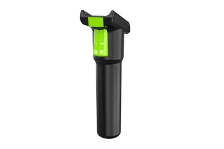 Optional handheld grip converts a compatible wearable ring scanner into a compact handheld scanner for flexible operation.