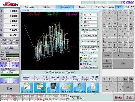 2.5D image simulation allows customers to easily track the current cutting status, especially in taper cutting and abnormal shape with upper-lower shape difference.