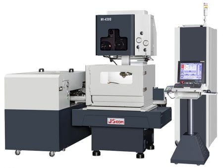 Submerge-Type Wire Cut EDM XYZ Travel 400 / 300 / 300 - The independent design of the three-body structure allows for spacious machine usage, better maintenance, and convenient replacement of consumables.