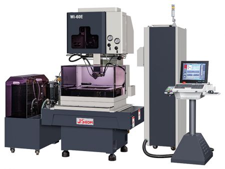 Flush-Type Wire Cut EDM  XYZ Travel: 600 / 450 / 350 - The independent design of the three-body structure allows for spacious machine usage, better maintenance, and convenient replacement of consumables.