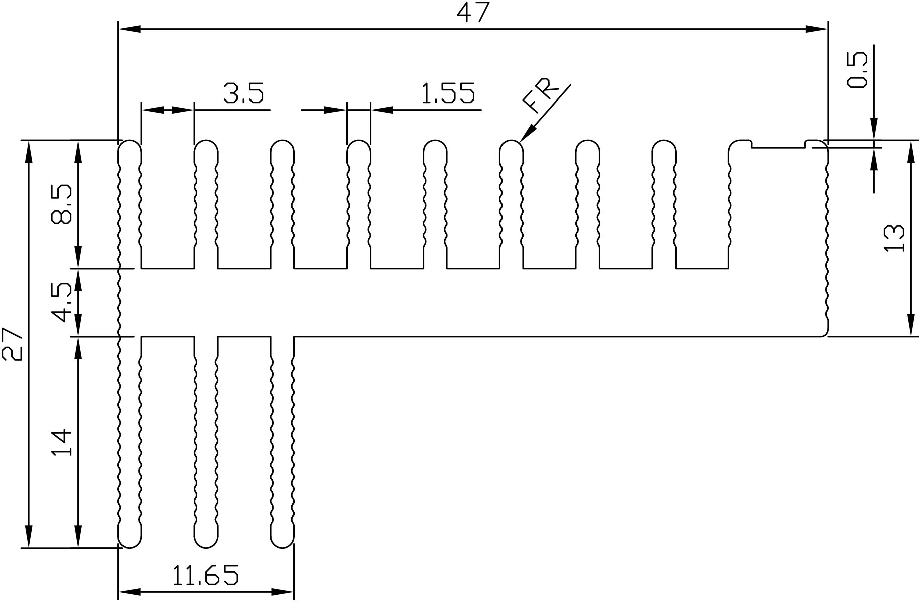 W47mm × H27mm 핀 방열판