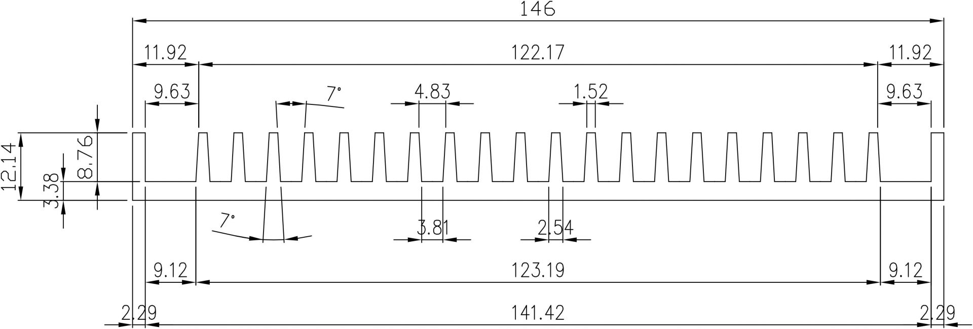 مبرد حراري للصناعة الخضراء 146.0mm×12.14mm