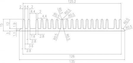 W135mm × H15mm 鋁擠壓散熱片