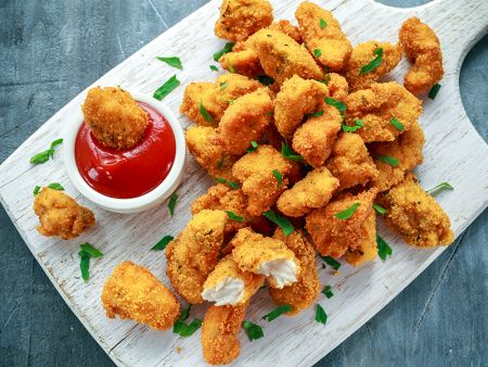 Aplicación de nuggets fritos para máquina de recubrimiento de harina