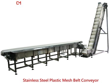 Konveyor na may Stainless Steel na Plastic Mesh Belt.